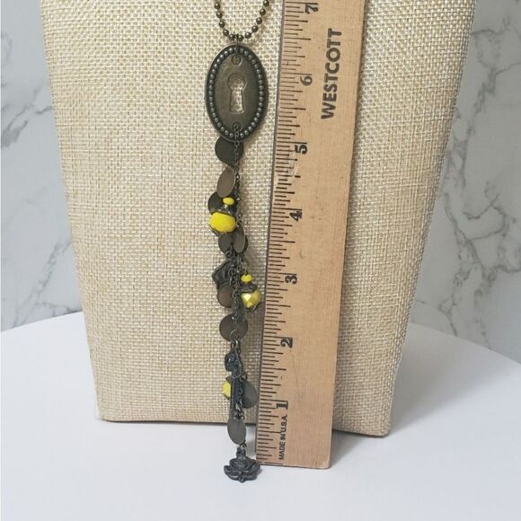 ARTISAN Beaded Charm Necklace Bronze Ball Chain Key Roses - Picture 4 of 7